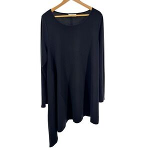 Bryn Walker Womens Witchy Asymmetric Tunic Top Size‎ XL Black Pullover Lagenlook